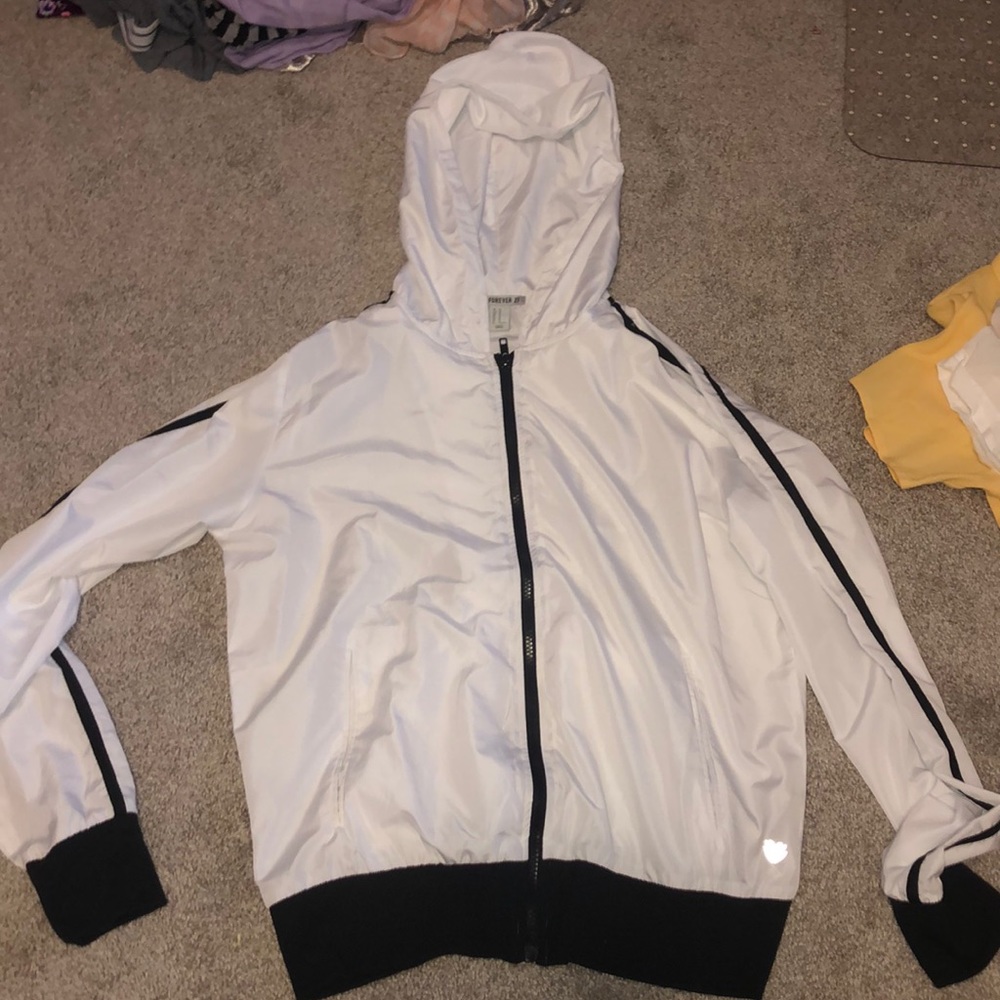 White Zip Up Windbreaker